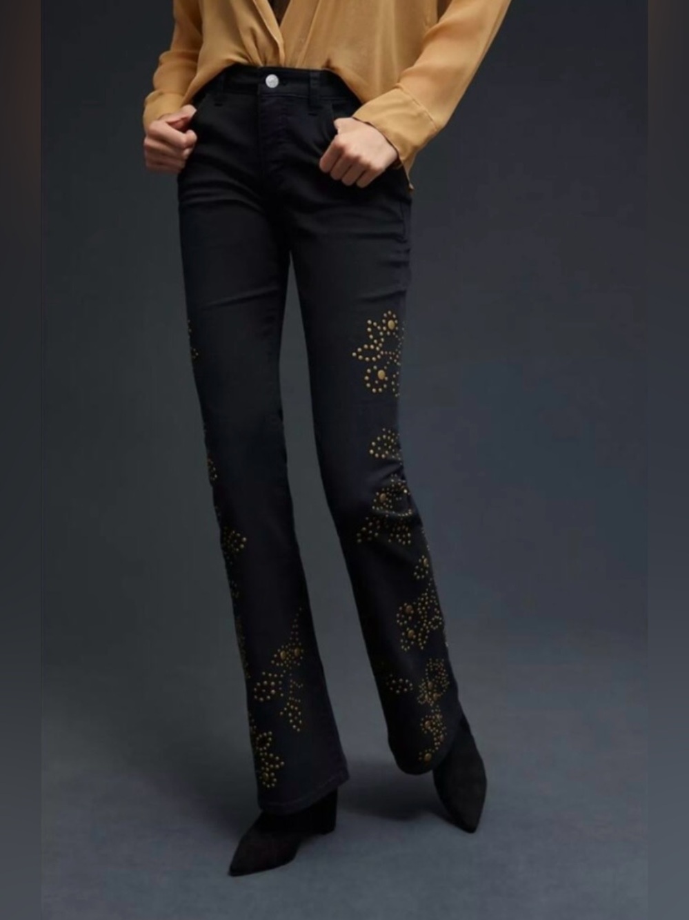 Anthropologie Pilcro The Icon Black Studded Jeans Size 32